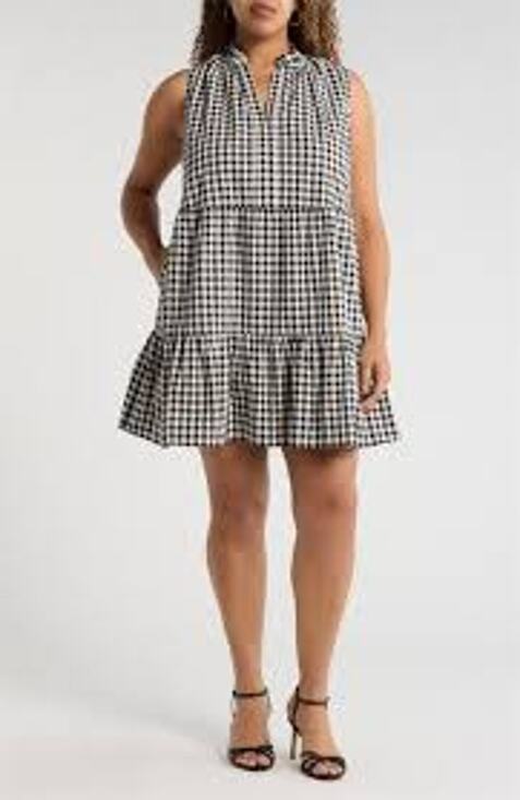 Umgee Dresses & Skirts - Umgee Gingham Check Maxi Dress Black White Sleeveless Tiered Boho